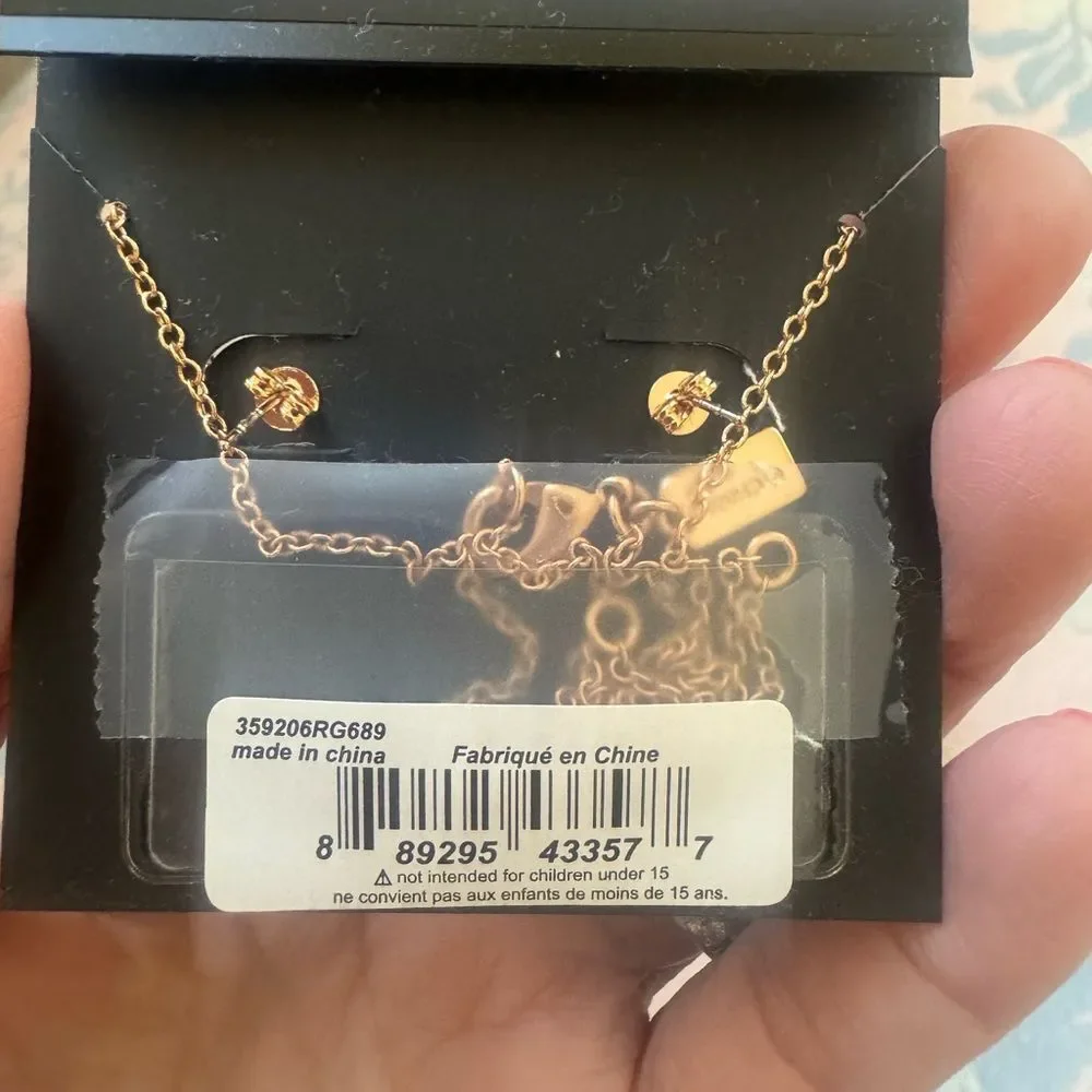 Coach Rose Gold Necklace and Tea Rose Earring Set